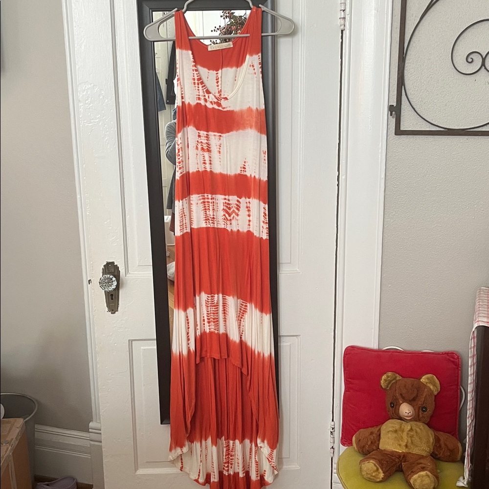 Everleigh Orange and White Tie-Dye Dress‎